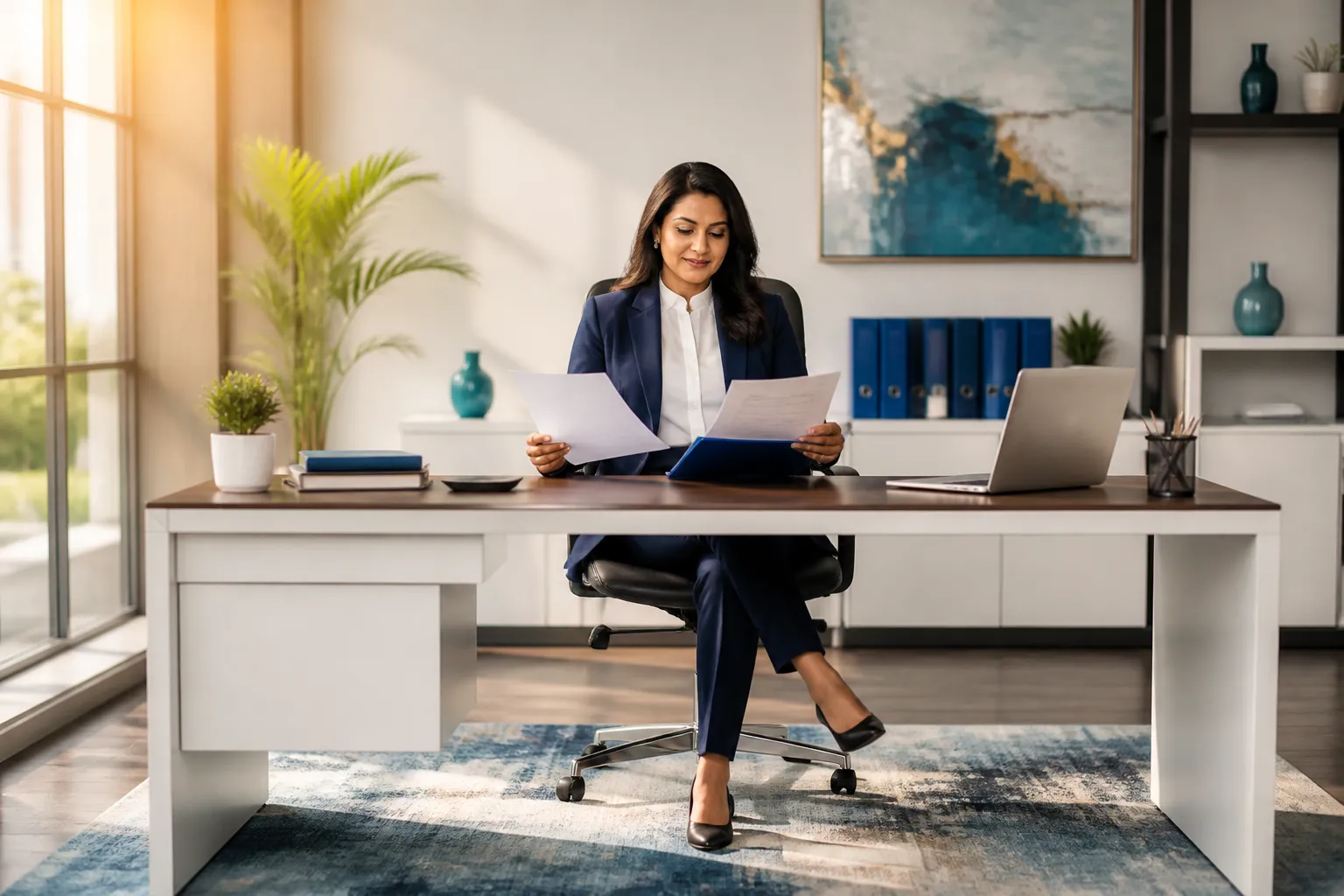 HR professional reviewing employee benefits policy documents