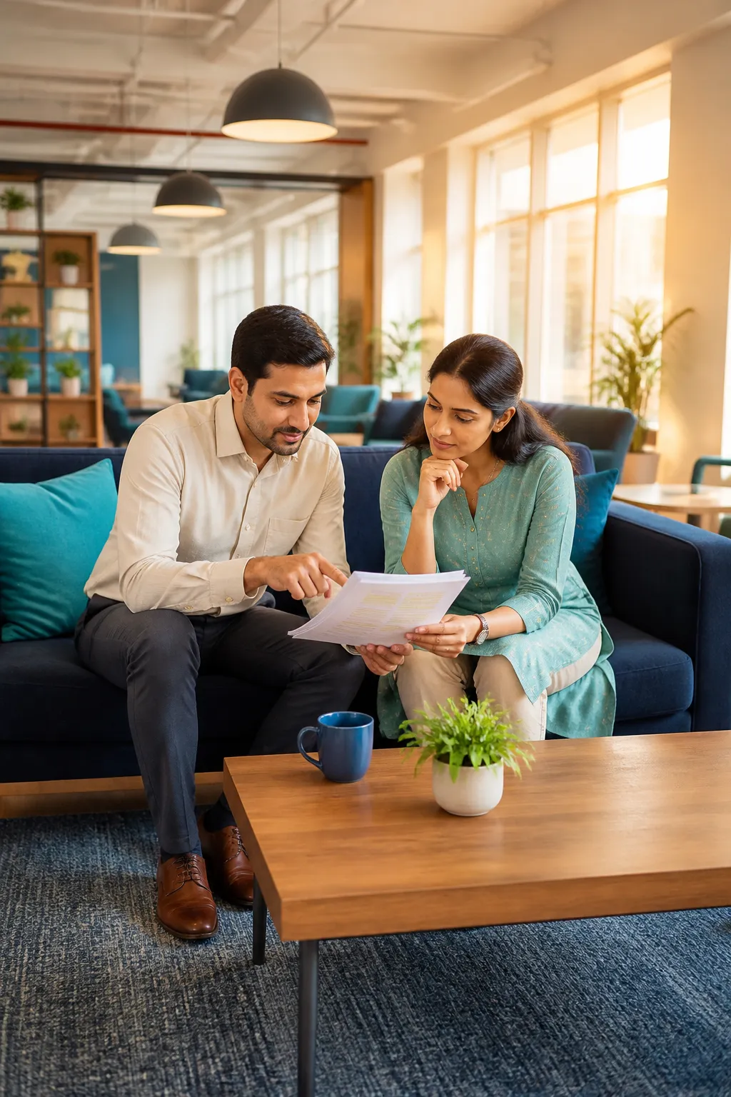 BenefitPilot advisors reviewing employee benefits policy documents with a client